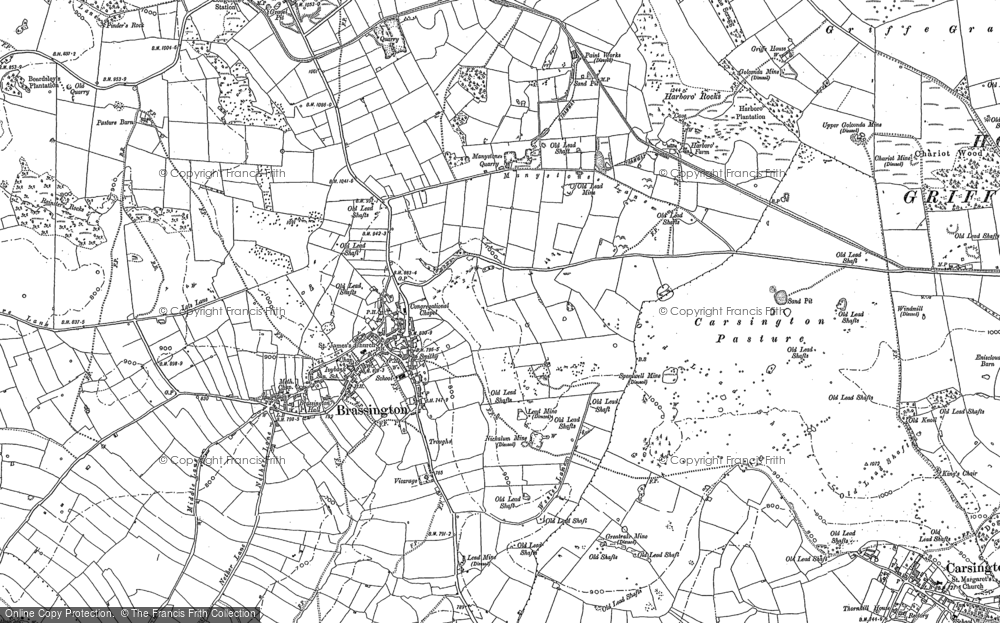 Old Map of Historic Map covering Longcliffe in 1879