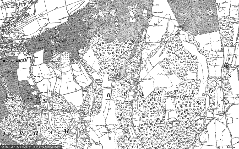 Old Map of Brasted Chart, 1907 in 1907