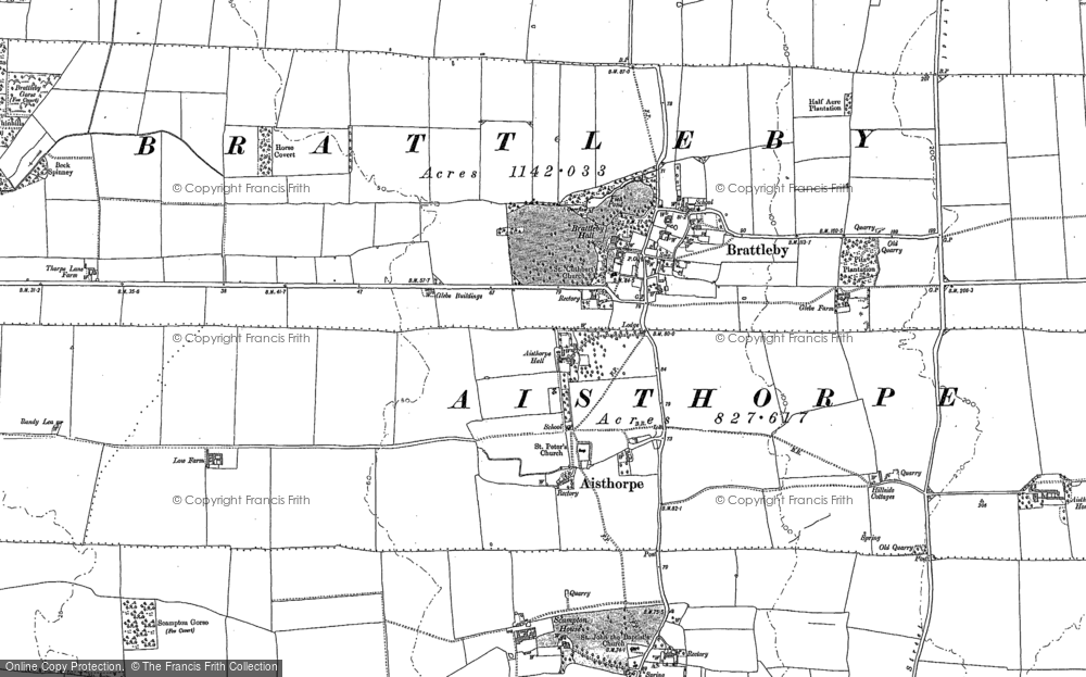 Old Map of Brattleby, 1885 in 1885