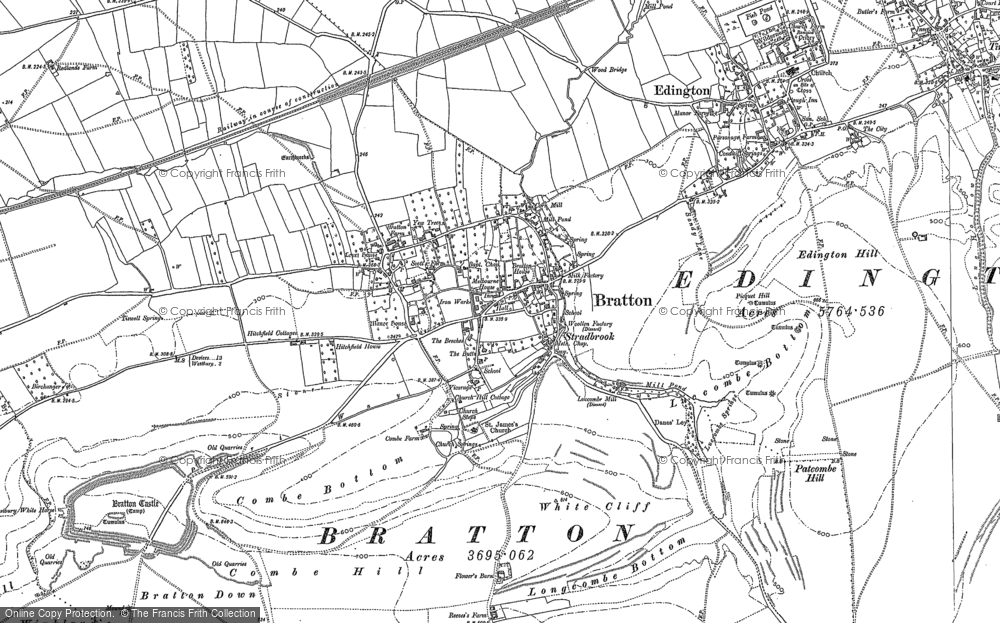 Old Map of Historic Map covering White Cliff in 1900