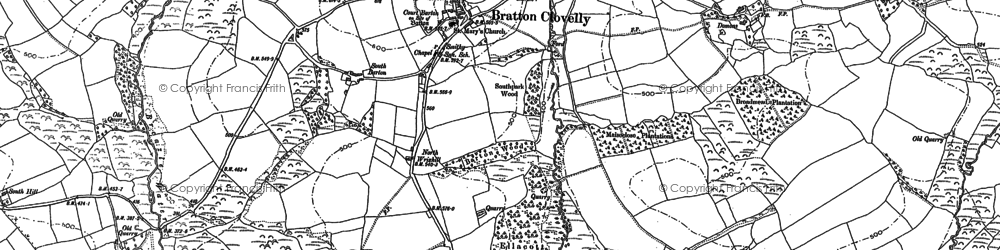 Old map of Bratton Clovelly in 1883
