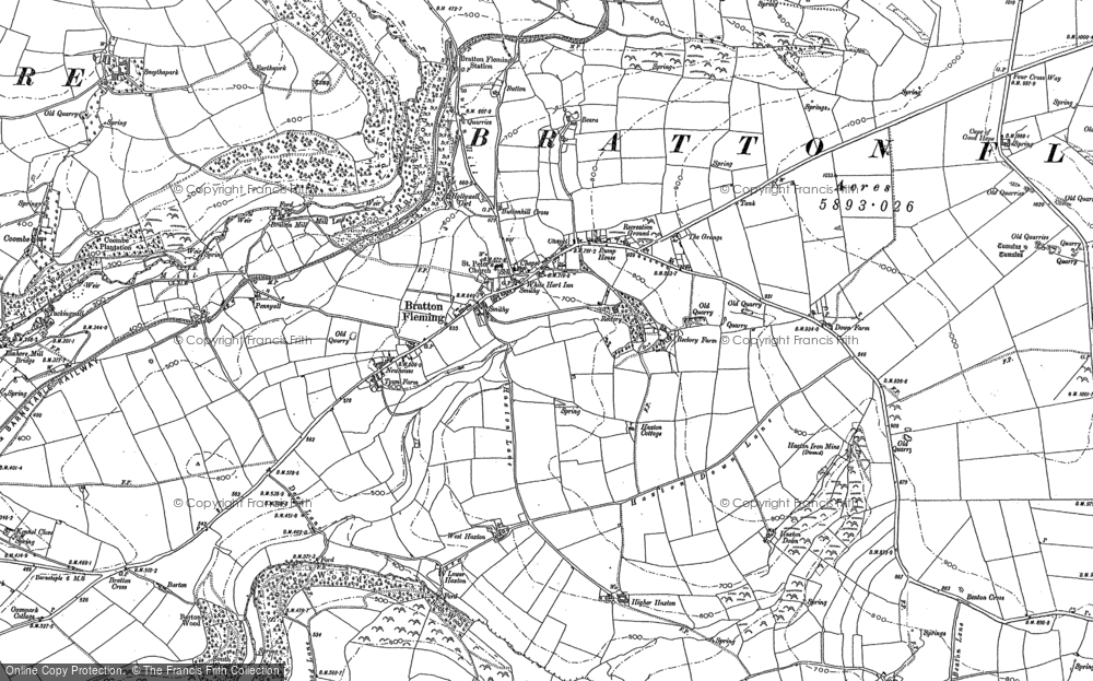 Old Map of Historic Map covering Leworthy Cross in 1886