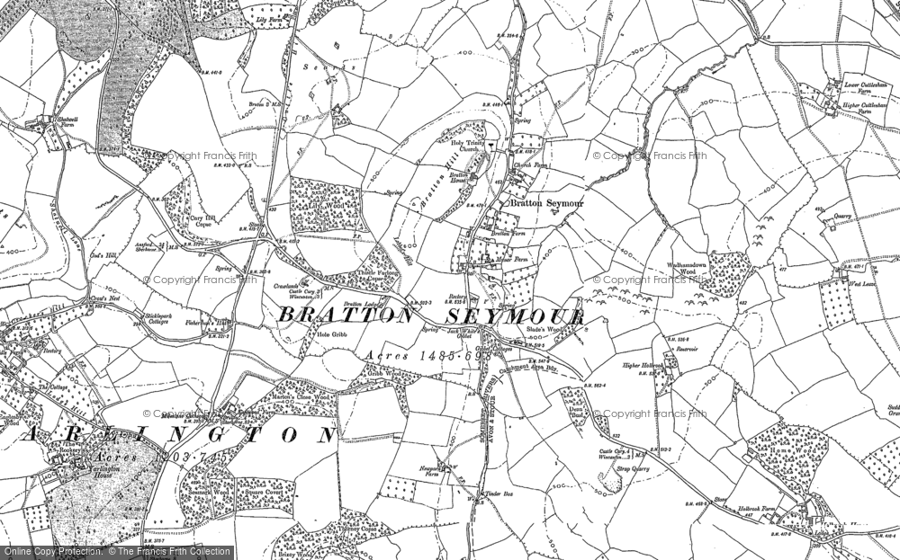 Old Map of Bratton Seymour, 1885 in 1885