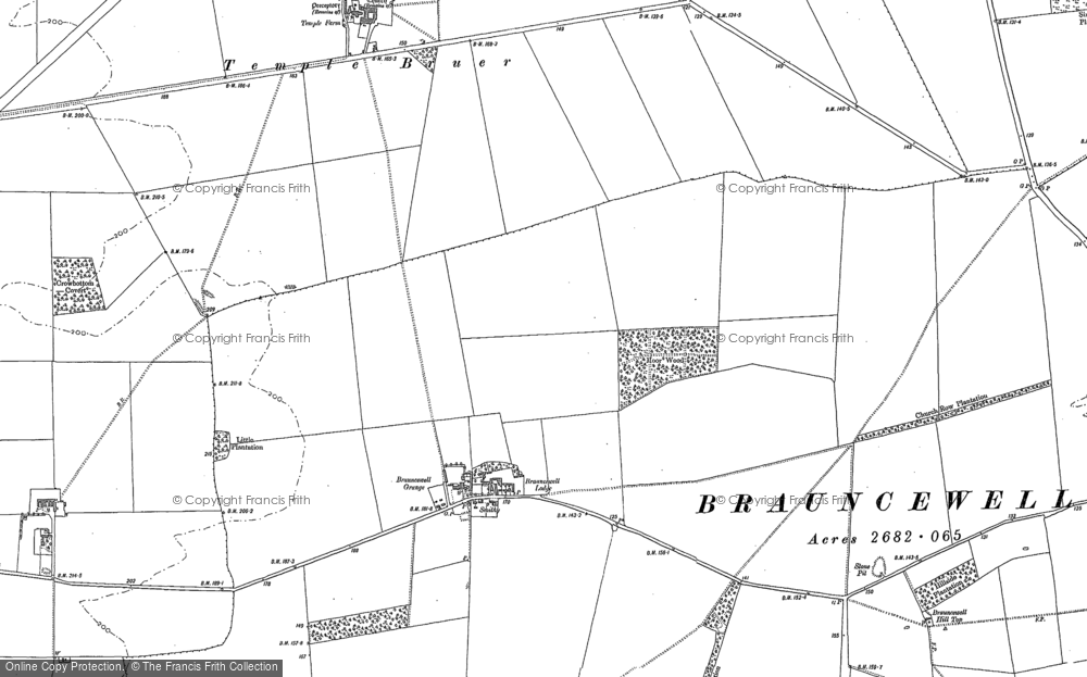 Old Map of Brauncewell, 1886 - 1887 in 1886