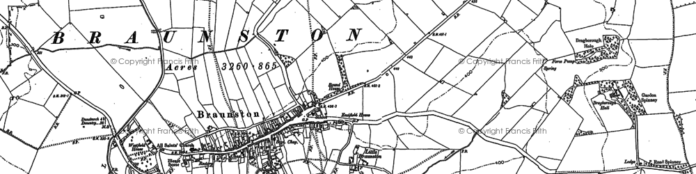 Old map of Bragborough Hall in 1884