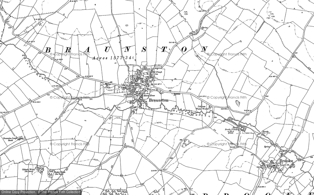 Old Map of Historic Map covering Leigh Lodge in 1884