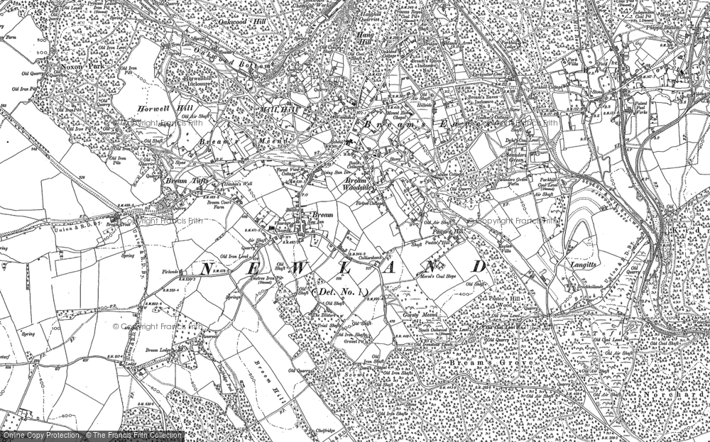 Old Map of Historic Map covering Bream Cross in 1880