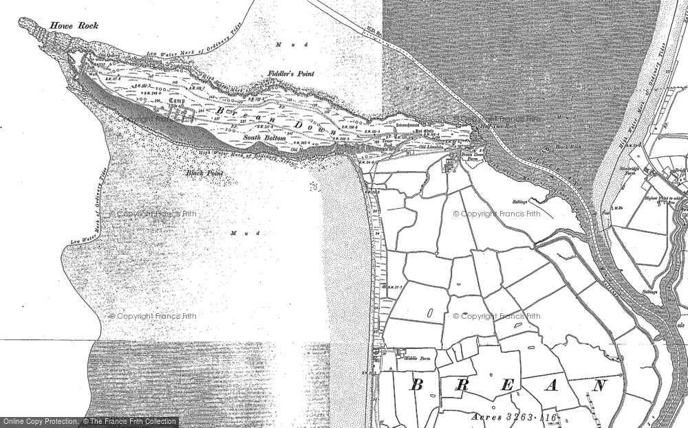 Old Map of Brean Down, 1902 in 1902