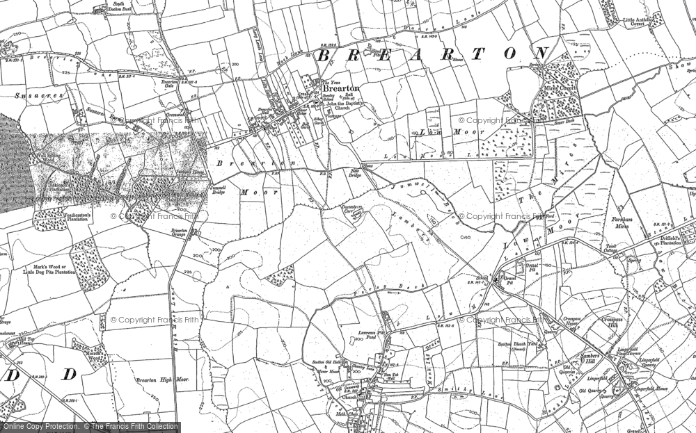 Old Map of Historic Map covering Brearton Moor in 1849