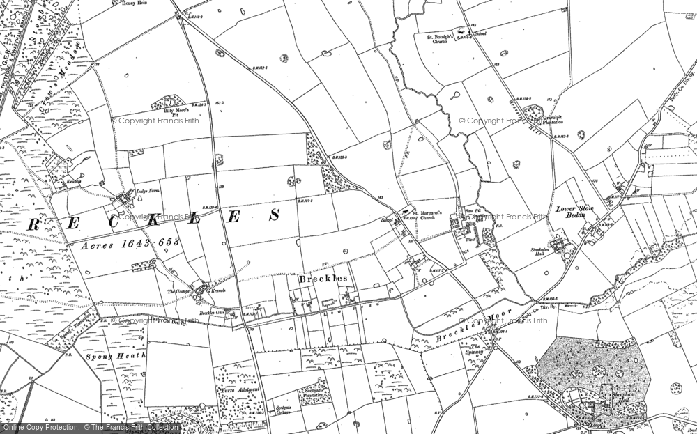 Old Map of Historic Map covering Breckle's Grange in 1882