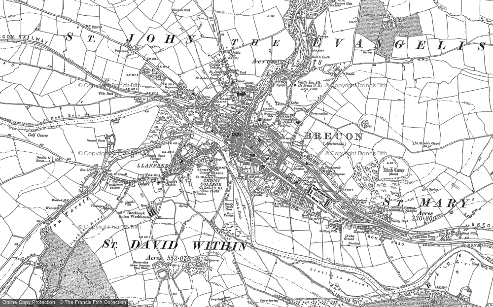 Old Map of Brecon, 1886 - 1887 in 1886