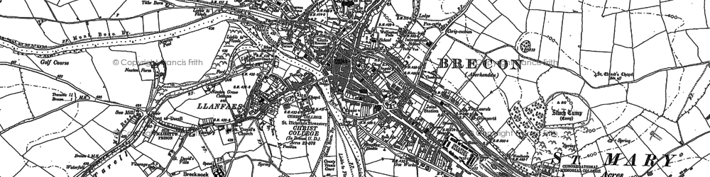 Old map of Usk Valley Walk in 1887