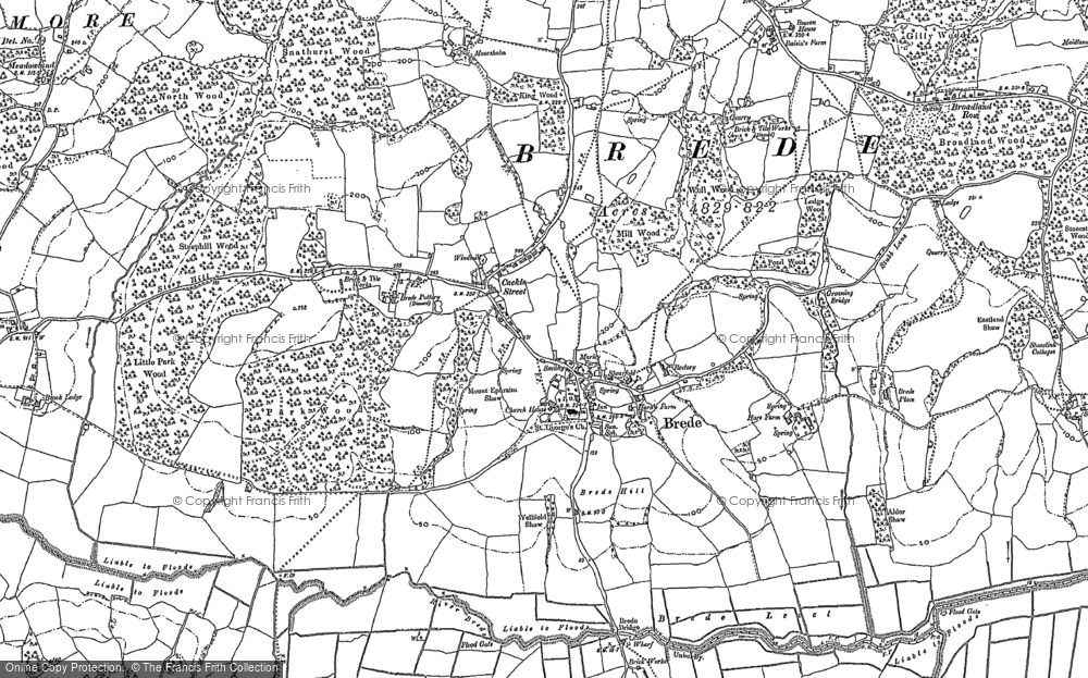 Old Map of Historic Map covering Brede Level in 1872
