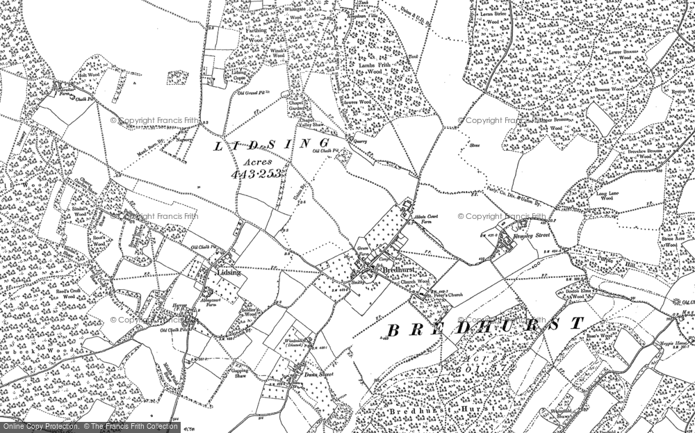 Old Map of Historic Map covering Bredhurst Hurst in 1895