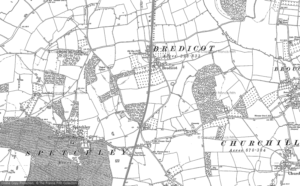 Old Map of Bredicot, 1884 in 1884