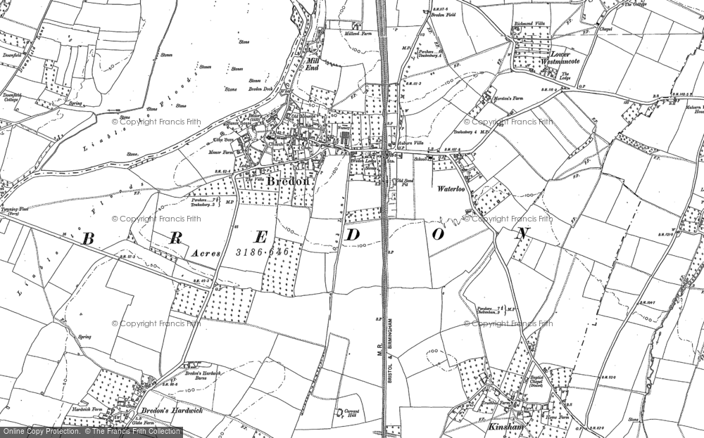 Old Map of Bredon, 1884 - 1900 in 1884