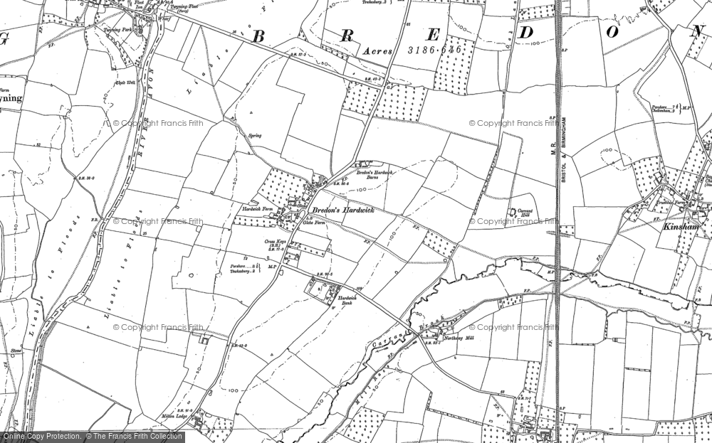 Old Map of Bredon's Hardwick, 1900 - 1901 in 1900