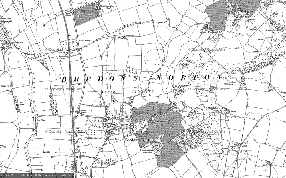 Old Map of Bredon's Norton, 1884 in 1884