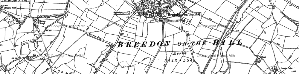 Old map of Breedon Hill in 1899