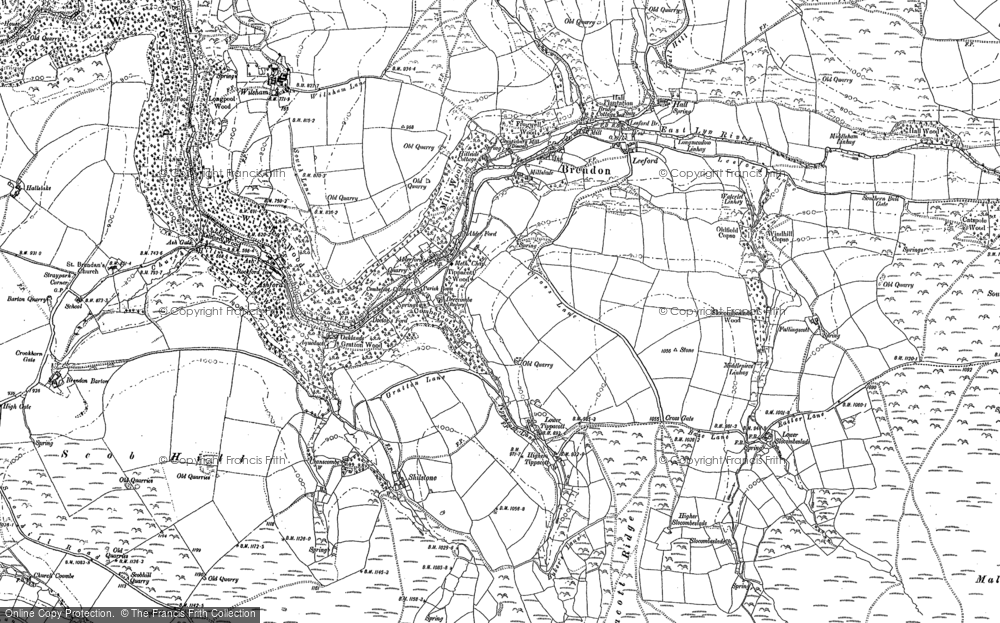 Old Map of Historic Map covering Withycombe Ridge in 1903