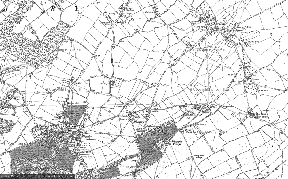 Old Map of Historic Map covering Cribbs Causeway in 1880