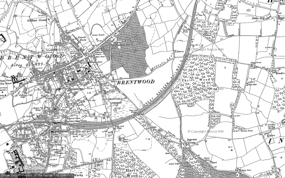 Old Map of Brentwood, 1895 in 1895