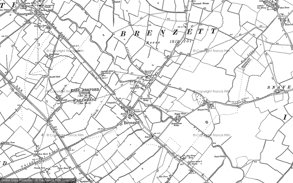 Old Map of Historic Map covering Bowdell in 1897