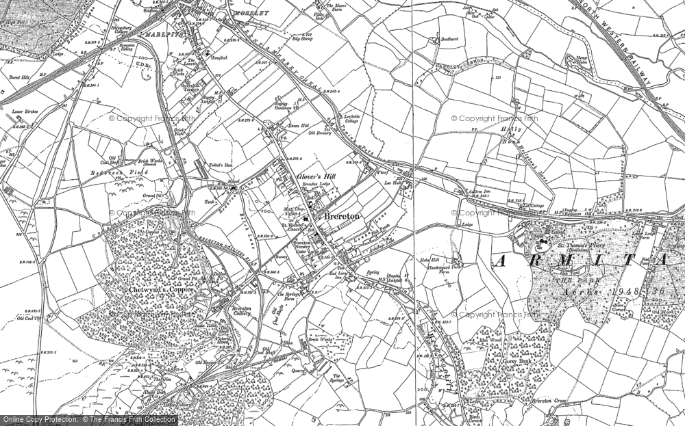 Old Map of Historic Map covering Breretonhill in 1882