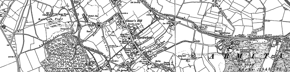 Old map of Brereton Hayes Wood in 1882
