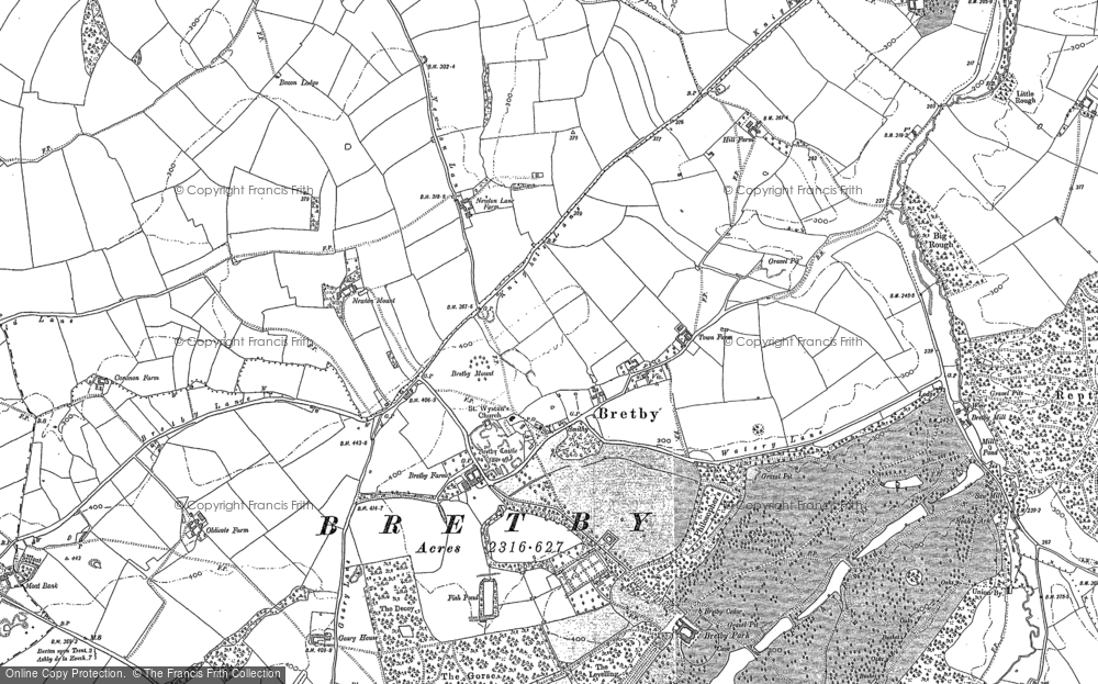 Old Map of Bretby, 1881 - 1882 in 1881