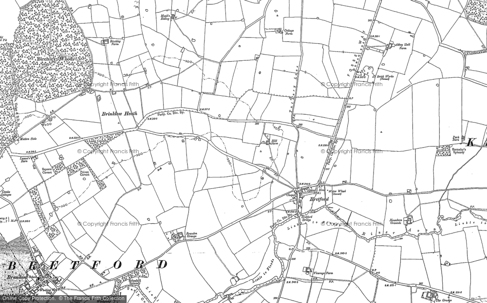 Old Map of Historic Map covering Birchley Wood in 1886