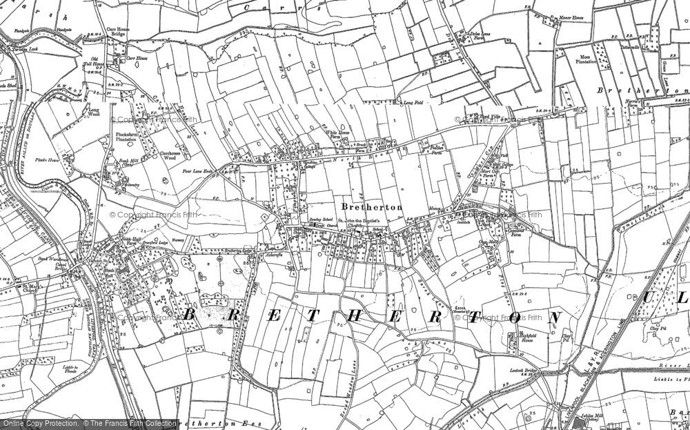 Old Map of Bretherton, 1892 - 1893 in 1892