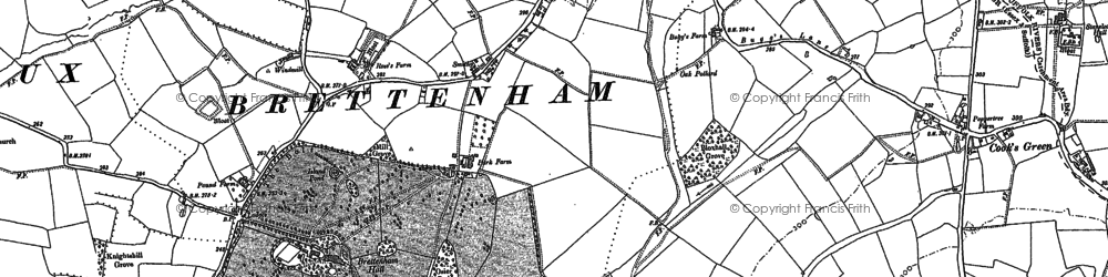 Old map of Brettenham in 1884