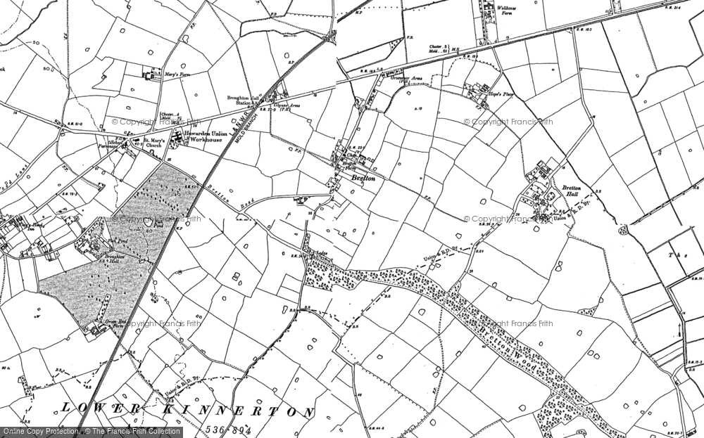 Old Map of Historic Map covering Bretton Hall in 1898