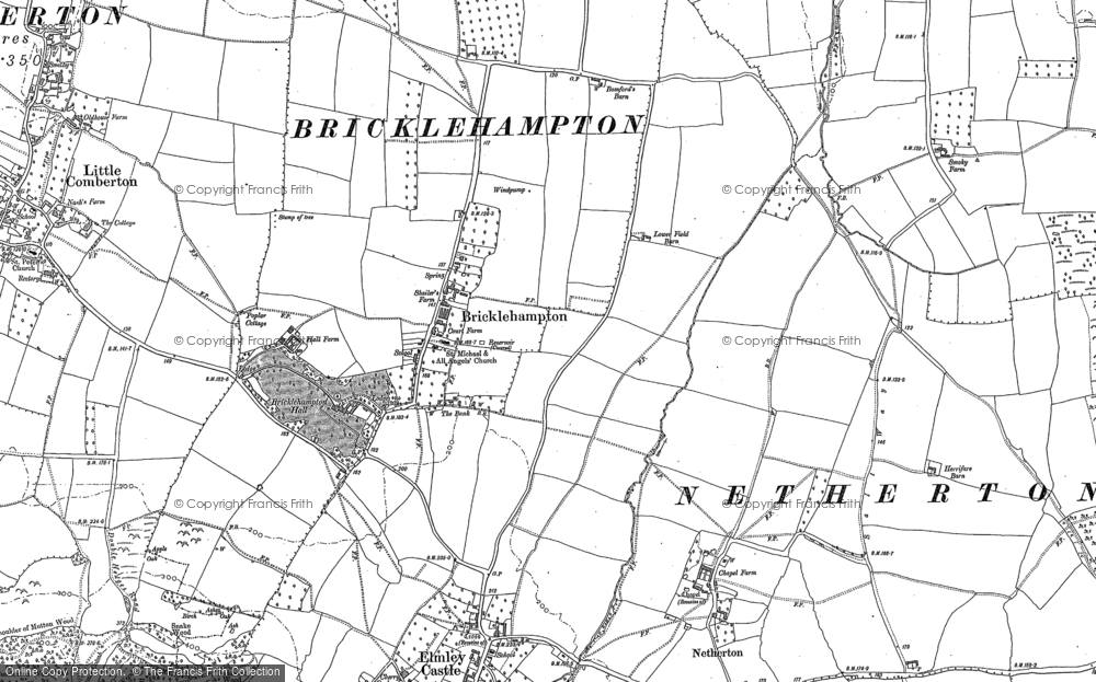 Old Map of Bricklehampton, 1884 in 1884