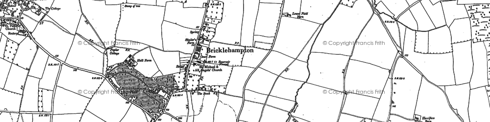 Old map of Bricklehampton in 1884
