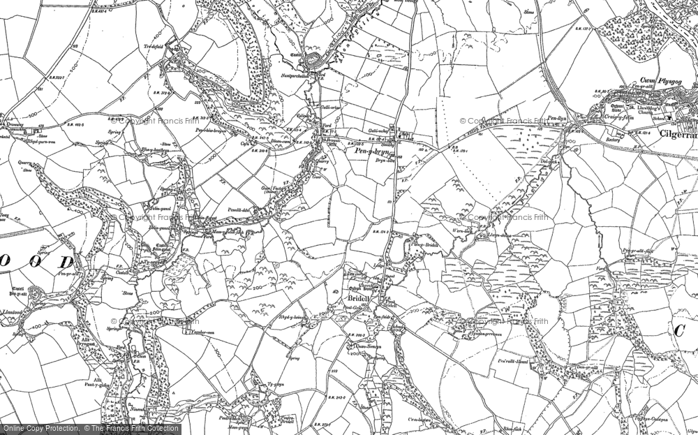 Old Map of Historic Map covering Blaen-mergi in 1888
