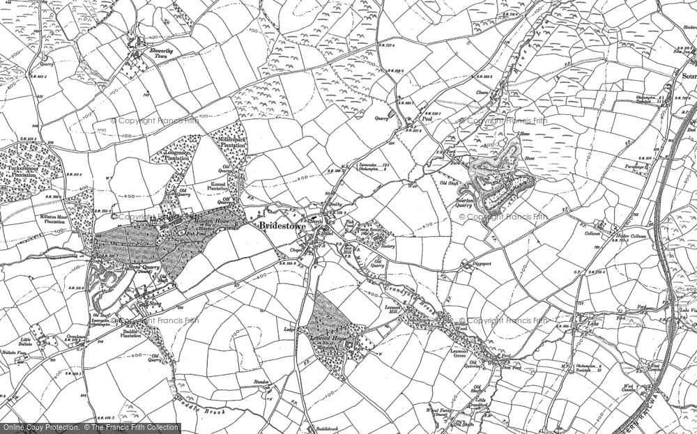 Old Map of Bridestowe, 1883 - 1884 in 1883