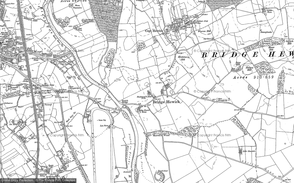 Old Map of Bridge Hewick, 1890 in 1890