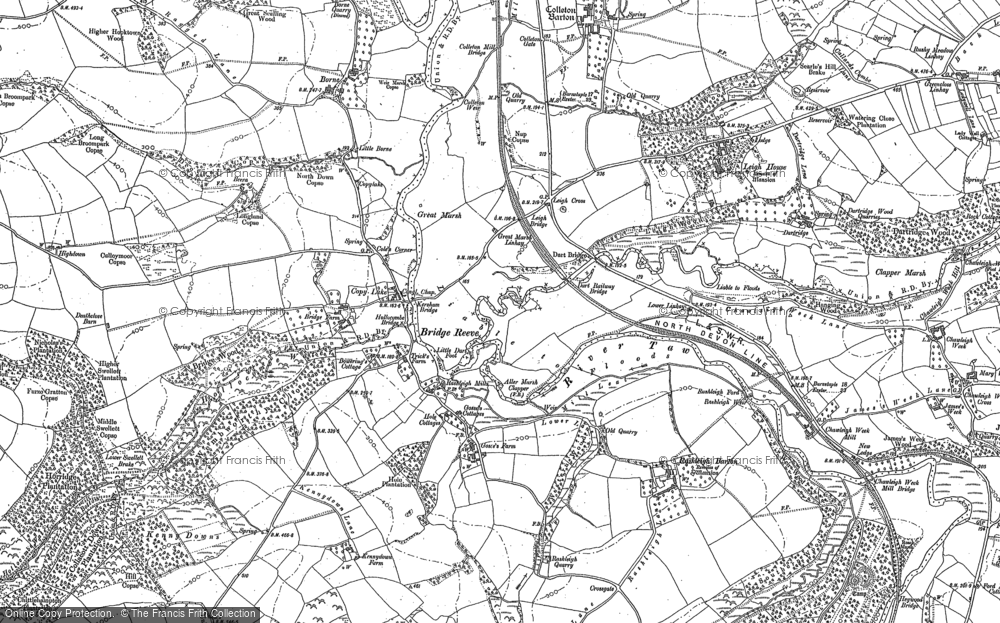 Old Map of Historic Map covering Colleton Mills in 1886