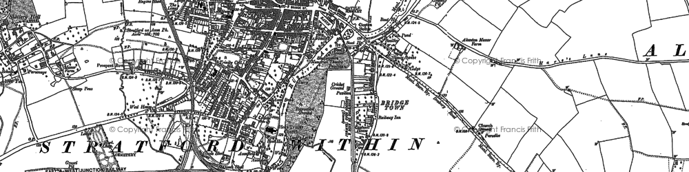 Old map of Bridge Town in 1883
