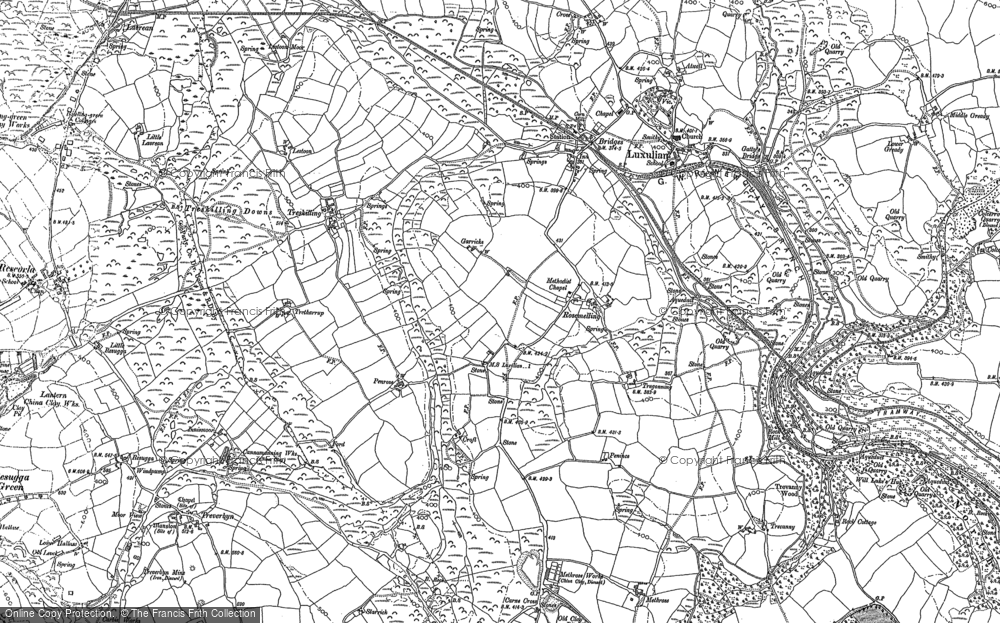Old Map of Historic Map covering Tredinnick in 1881