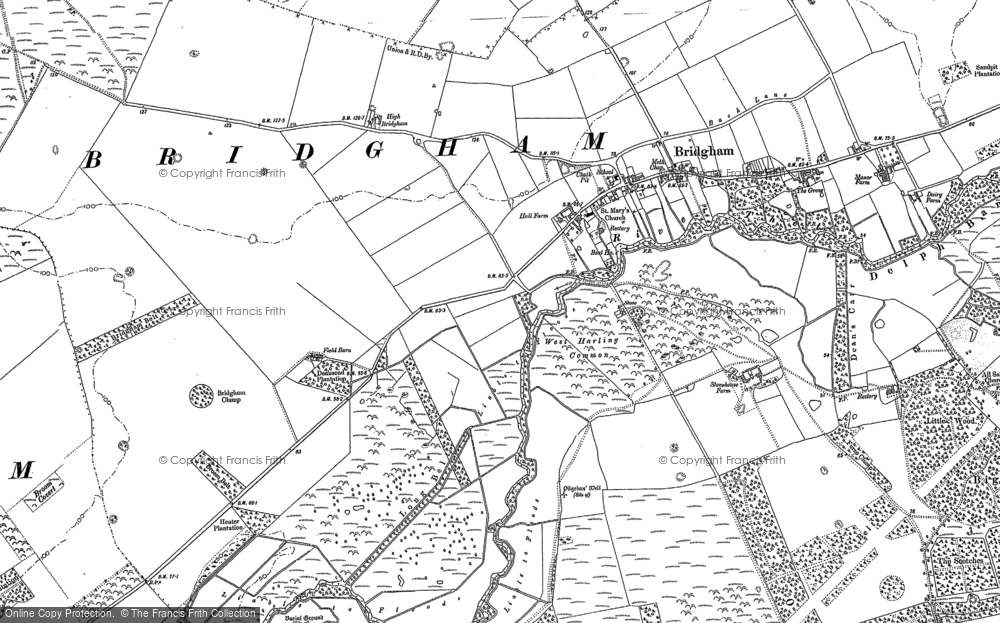 Old Map of Bridgham, 1882 - 1903 in 1882