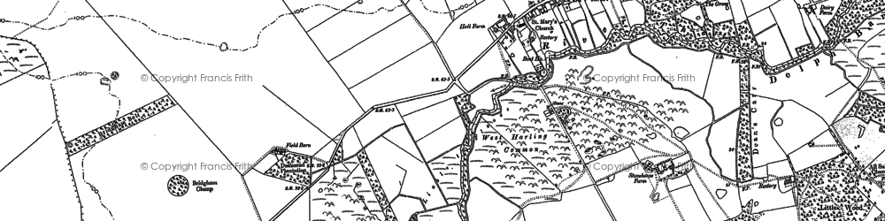Old map of Bridgham in 1882