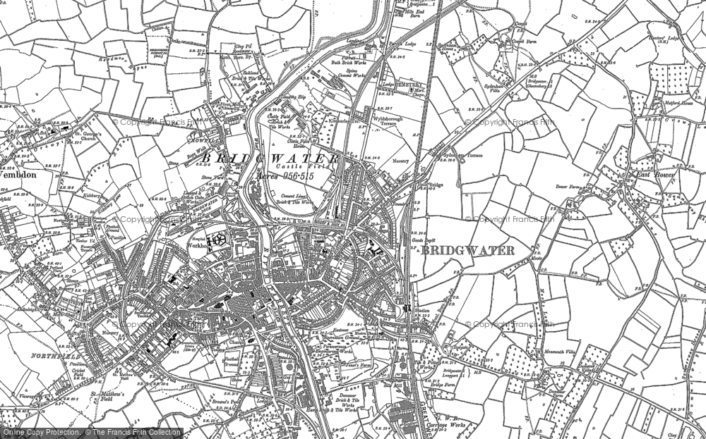 Old Map of Bridgwater, 1886 in 1886