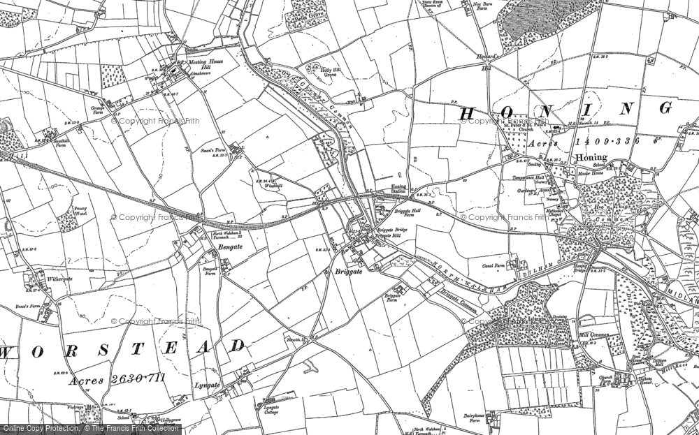 Old Map of Historic Map covering Meeting House Hill in 1884