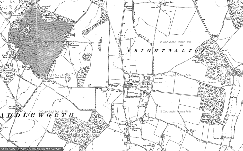 Old Map of Historic Map covering Brightwalton Holt in 1898