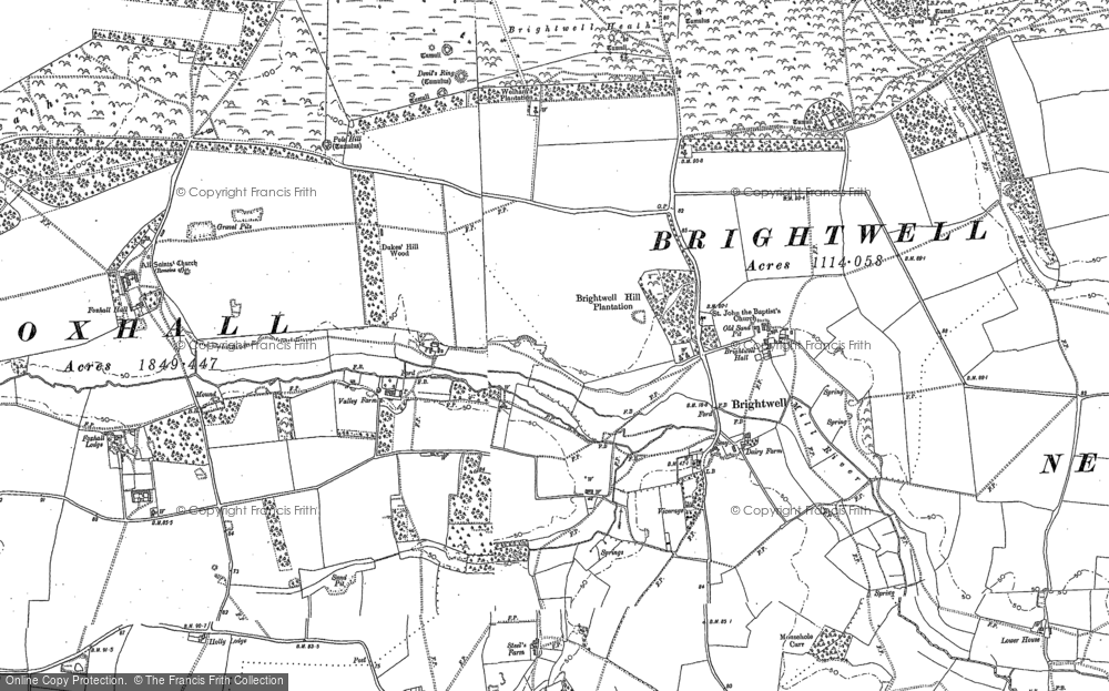 Old Map of Brightwell, 1880 - 1881 in 1880