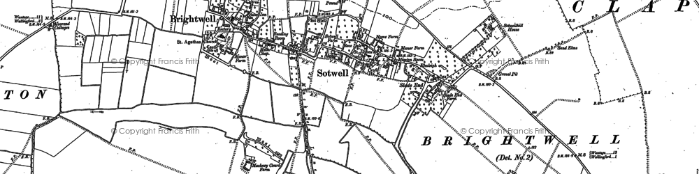 Old map of Brightwell-cum-Sotwell in 1910