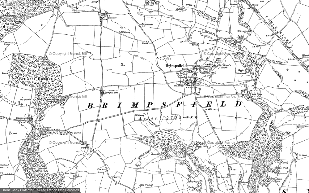 Old Map of Historic Map covering Brimpsfield Park in 1882